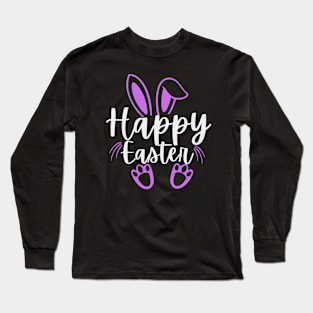 Happy Easter Bunny Rabbit Face Funny Easter Day Long Sleeve T-Shirt